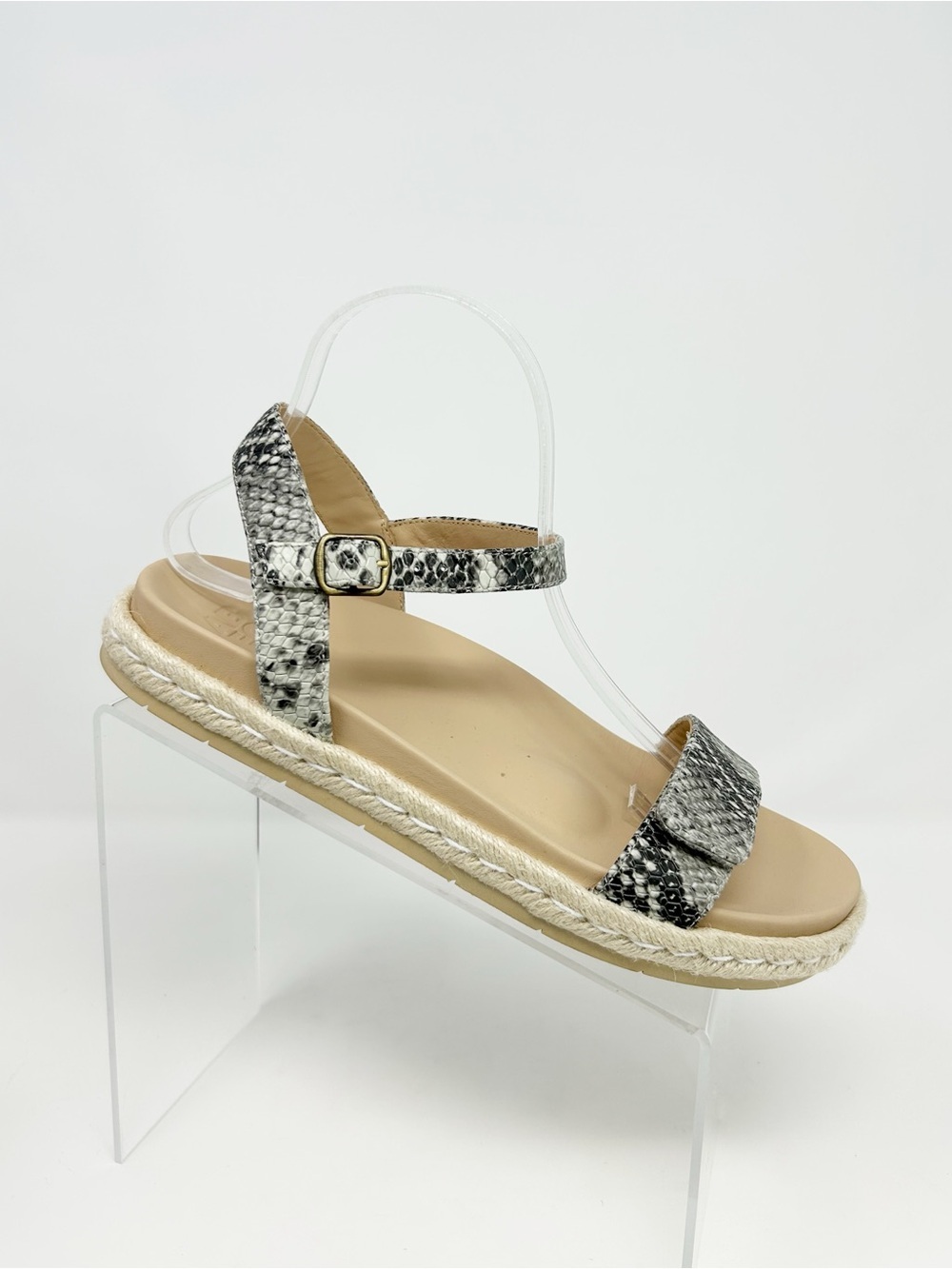 Abeo Womens Sandals Gray Snakeskin Print Slingback Espadrille Sandals Size 9